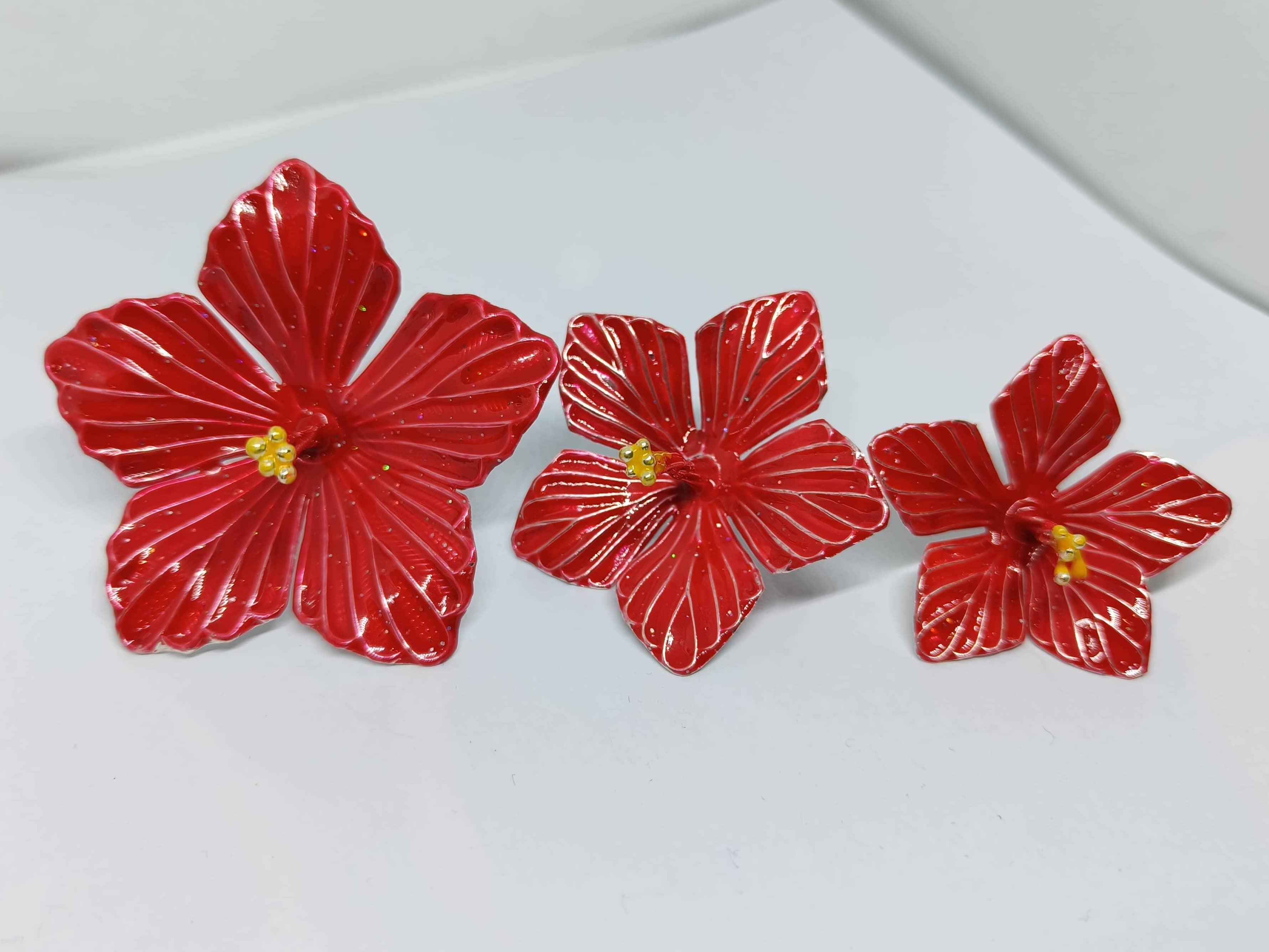 Gahenaz Silver Hibiscus Flower Red / Jaswandi/Meena Joba/ Joba/ Lal Joba