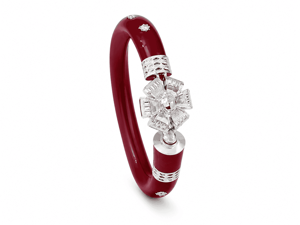 Gahenaz Silver Chandrima Pola Red Size 2.5