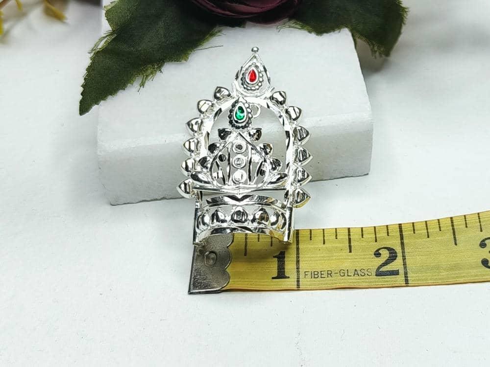 Gahenaz Silver Raj Mukut for Krishna/ Bal Gopal /Deity Crown view 3