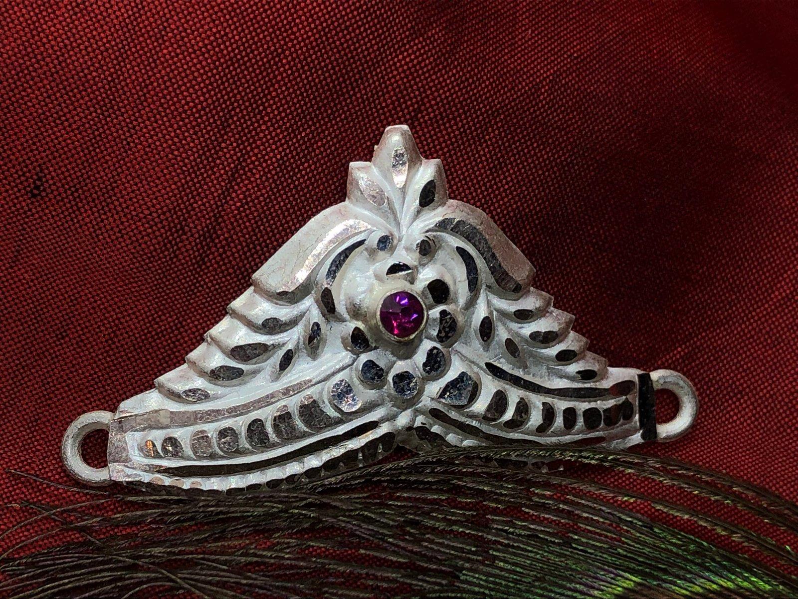 Gahenaz Silver 2-inch Traditional Silver Mukut/Crown for 3-4size Deity/Idol / Dev-Devi view 2