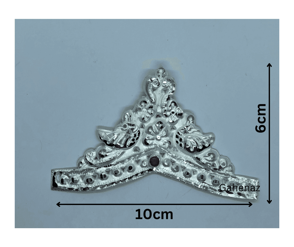 Gahenaz Silver 4-inch Traditional Silver Mukut/Crown for Deity/Idol / Dev-Devi/ Bride view 3