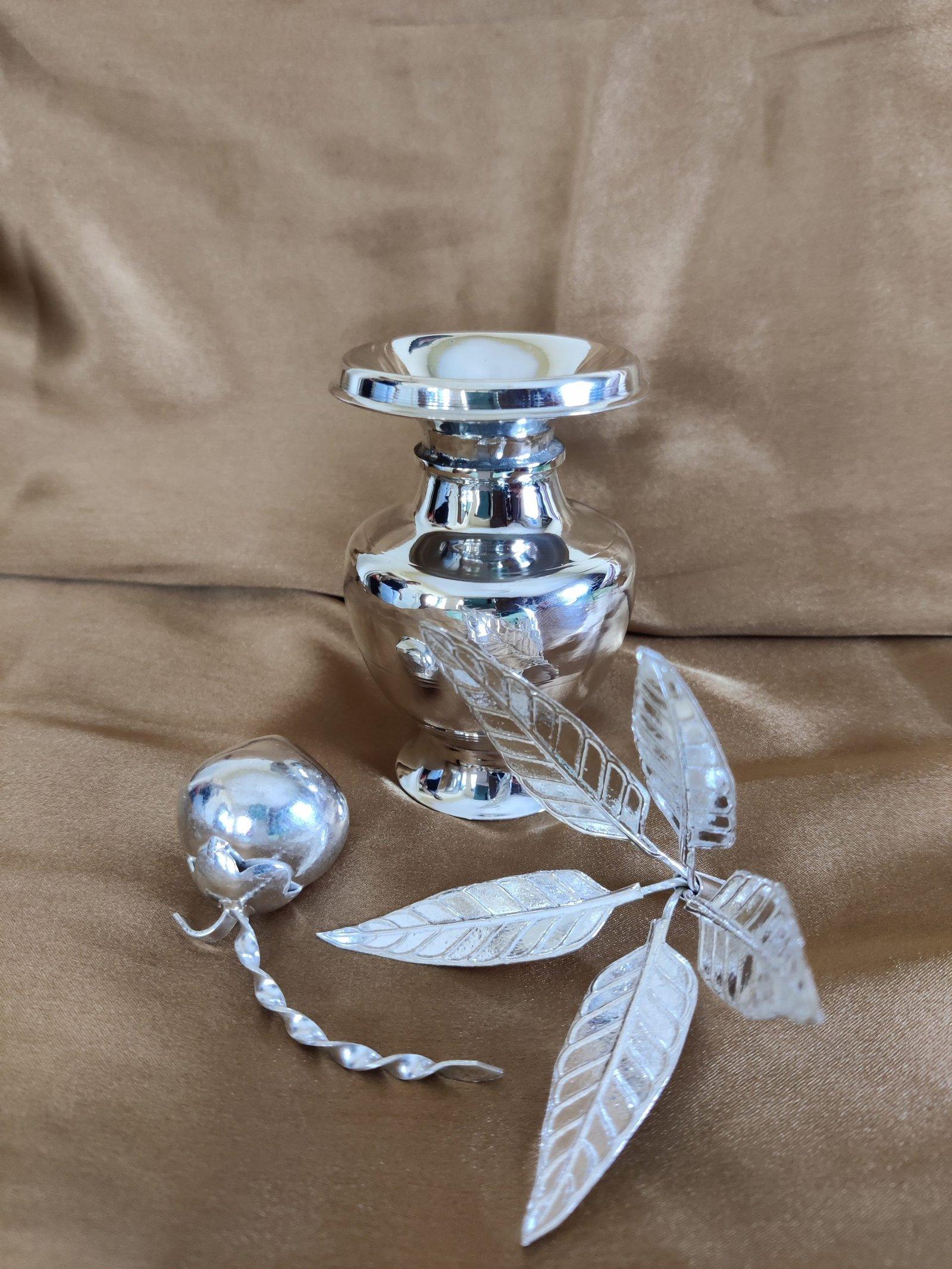 Gahenaz Silver Devi Ghot+ Mango Leaves+Green Coconut Set view 8