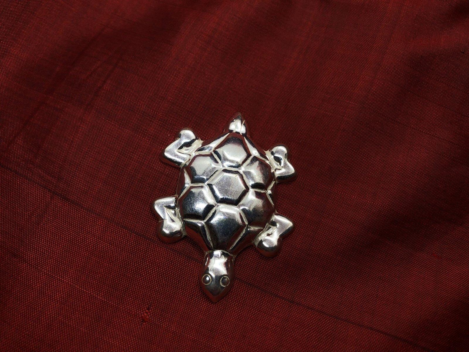 Gahenaz Silver Tortoise (Turtle) for Home Temple, Divine God Idol for Pooja Room, Vastu Feng Shui Good Luck Prosperity & Wealth Home Décor view 2