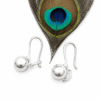 8mm Ball Hoop Drop Earrings, Silver Earrings