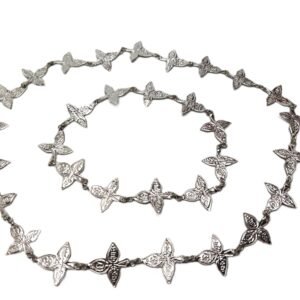 Gahenaz Silver 1inch Namah Shivay Belpatra / Belpata / Bilva Leaves Garland/Mala