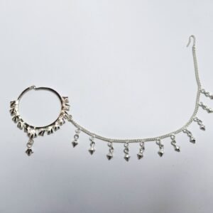 Gahenaz Silver Mrinalini Noth/Nose Ring with Chain