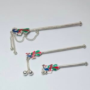 Gahenaz Silver Mayur / Peacock Meena Flute /Bashi for Krishna / Kanha