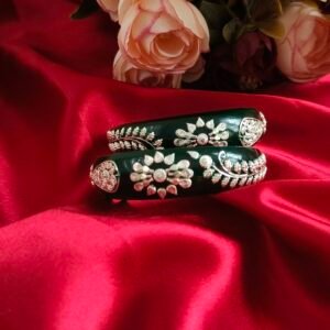 Gahenaz Silver Mayur Green Pola Bracelet 2.2