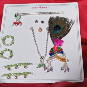 Alternative view of Laddu Gopal / Krishna Jewellery Set with flute and Pagri style Mukut for size 2 idol