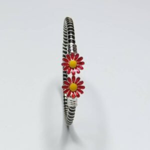Red Daisy flower Loha / Noa / Iron Bangle 2.4
