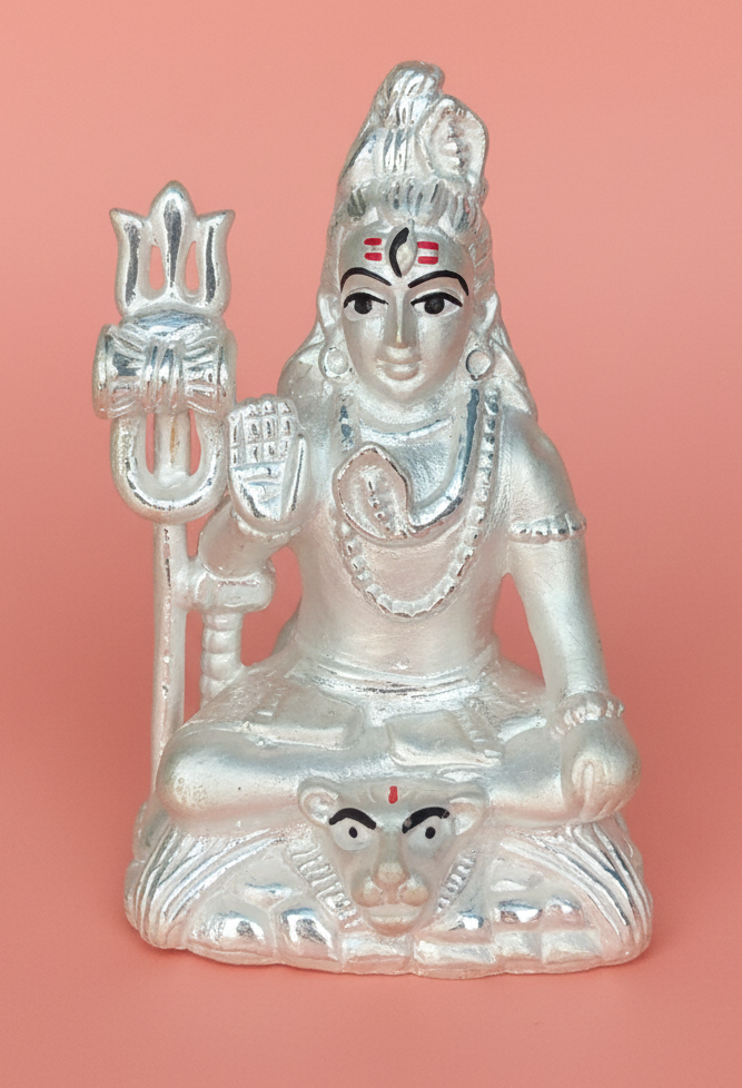Shiv Idol with pure silver handmade Jewellery